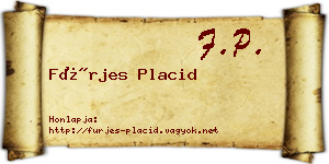 Fürjes Placid névjegykártya